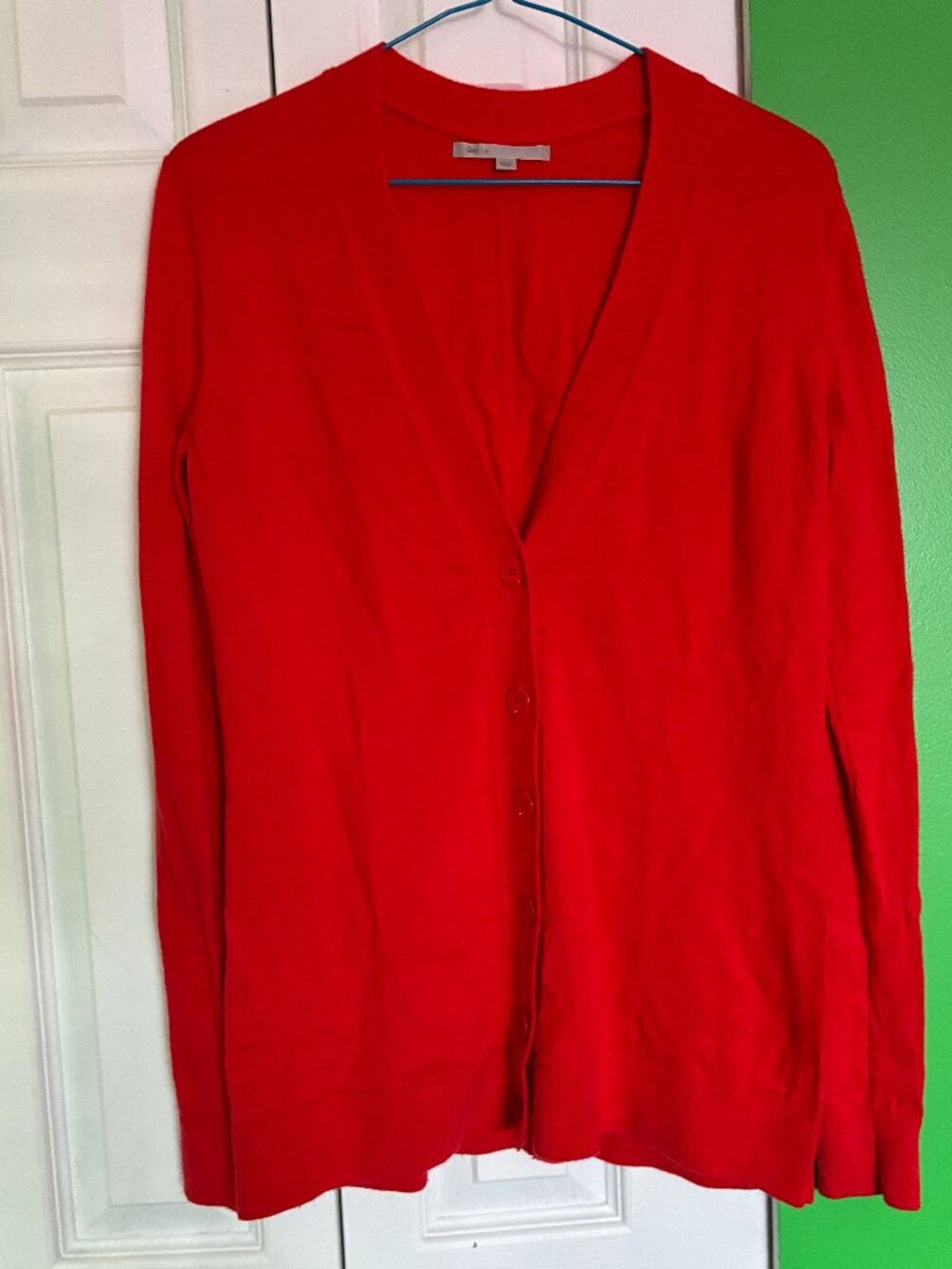 Gap Women's V-Neck Button-Front Cardigan Sweater, Tomato, Size M